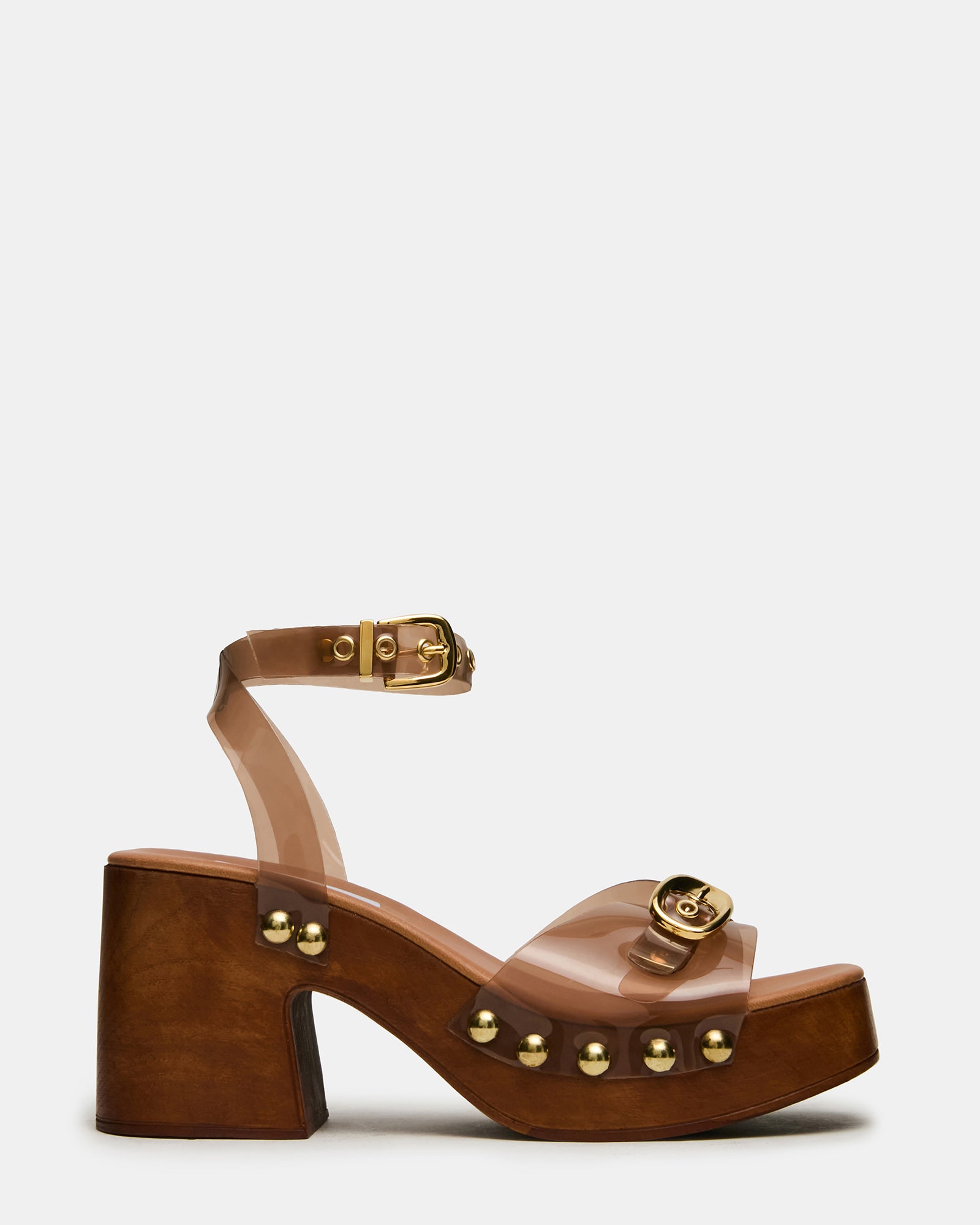 KRUISE Tan Buckle Studs Platform Block Heel Women's Sandal | Steve Madden