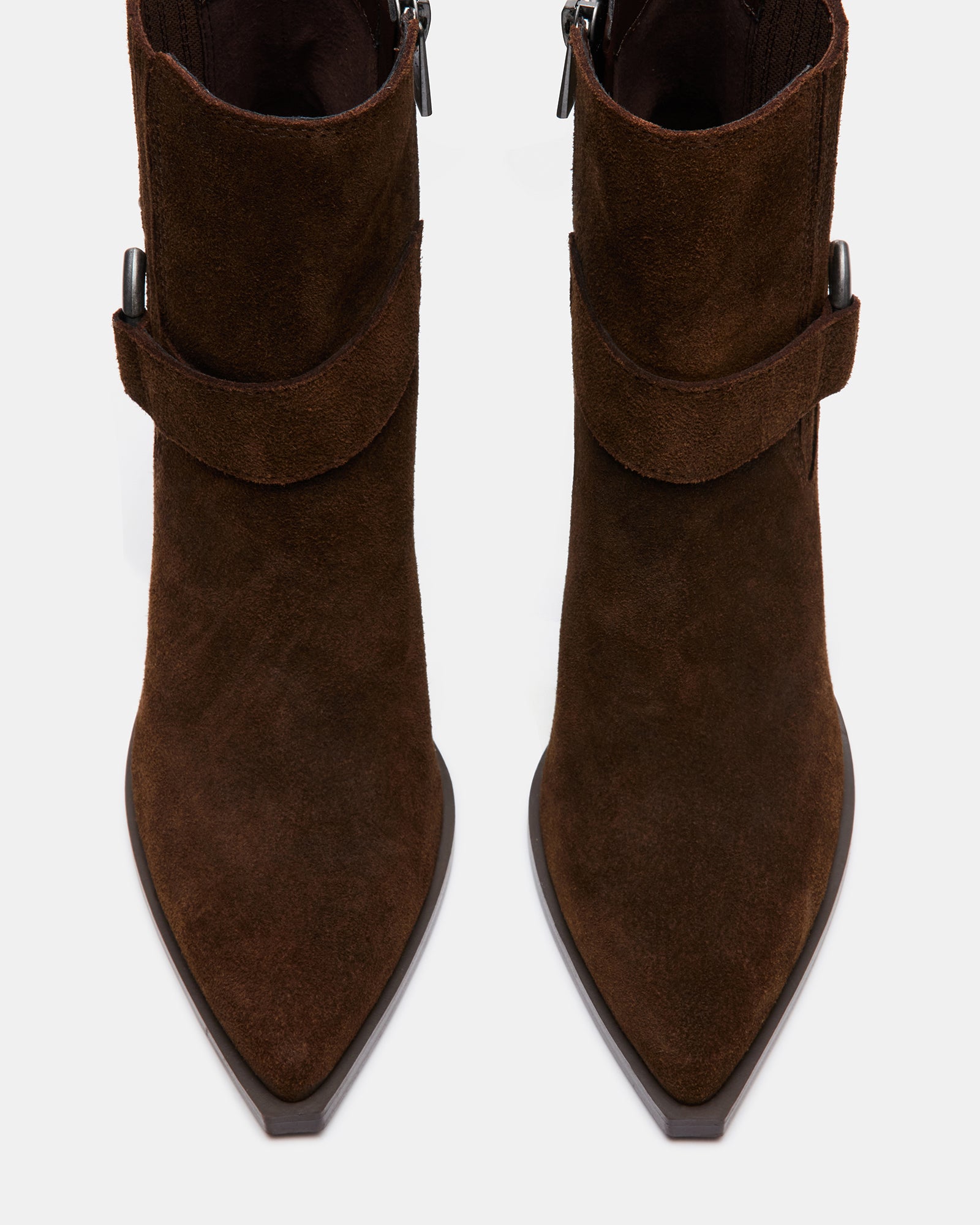 LAKELYNN Brown Suede Ankle Bootie Women's Booties Steve Madden