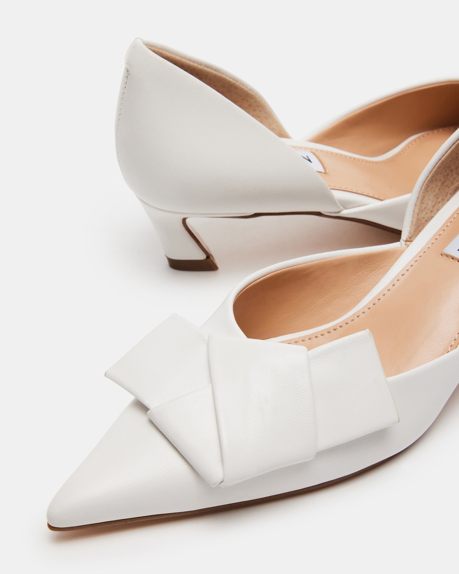 LAKOTA White Leather Bow Kitten Heel | Women's Heels – Steve Madden