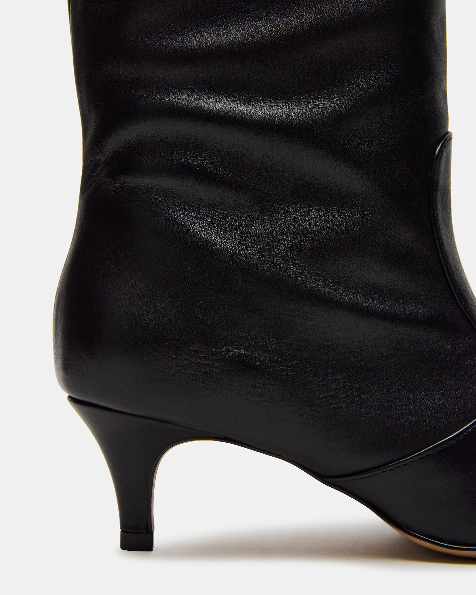 LANDER Black Leather Knee-High Kitten Heel Women's Boot Steve Madden LANDER Black Leather Knee-High Kitten Heel Women's Boot Steve Madden