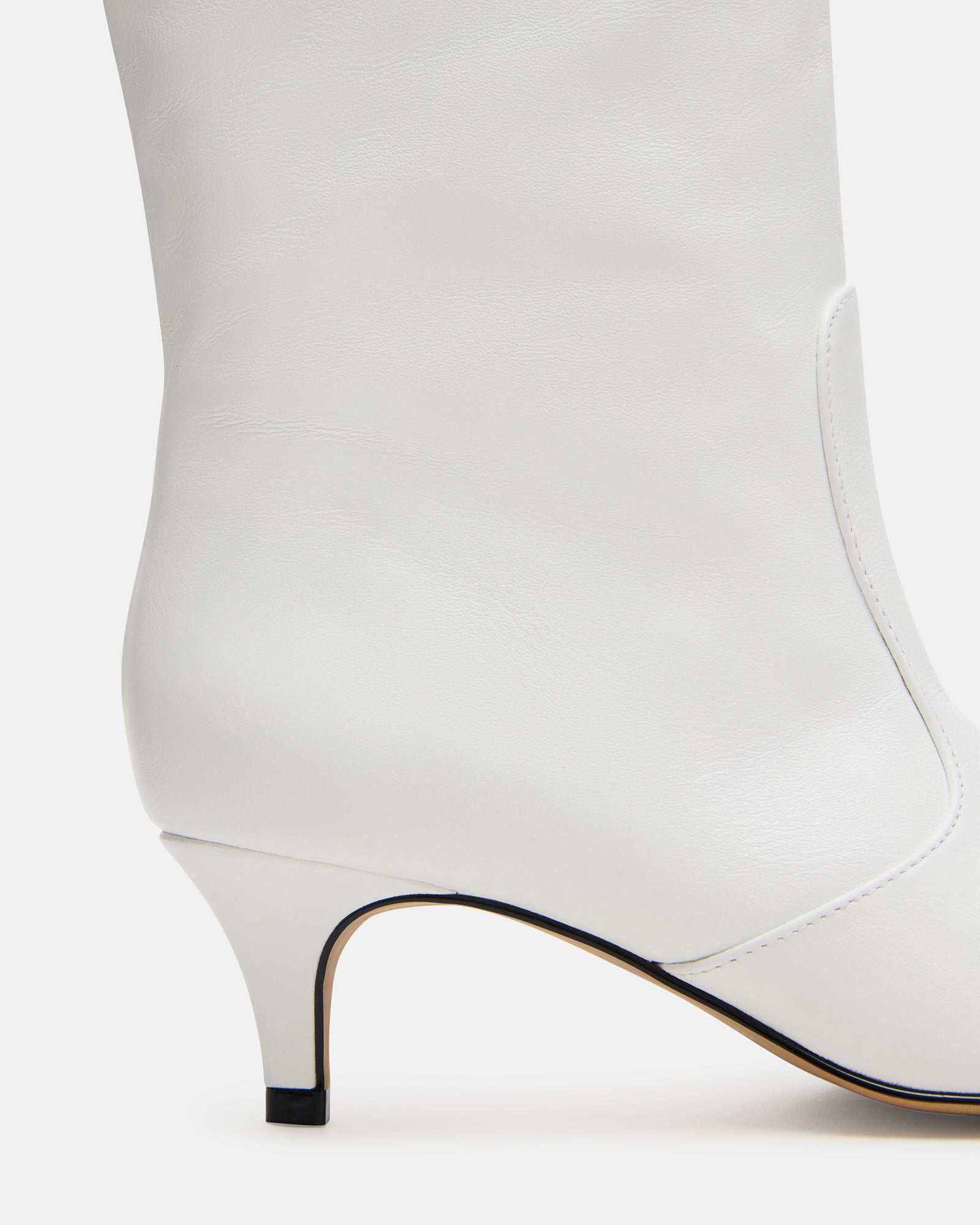 LANDER White Leather Knee-High Kitten Heel Women's Boot Steve Madden LANDER White Leather Knee-High Kitten Heel Women's Boot Steve Madden