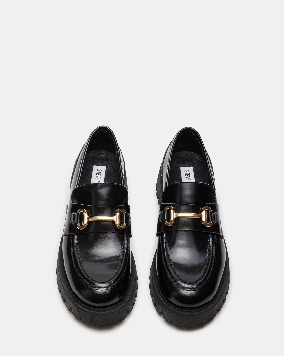 Steve Madden Lando Mens 6.5 M Black Patent Leather Chunky Lug Horsebit Loafers LANDO Black Leather Lug Women main image 2