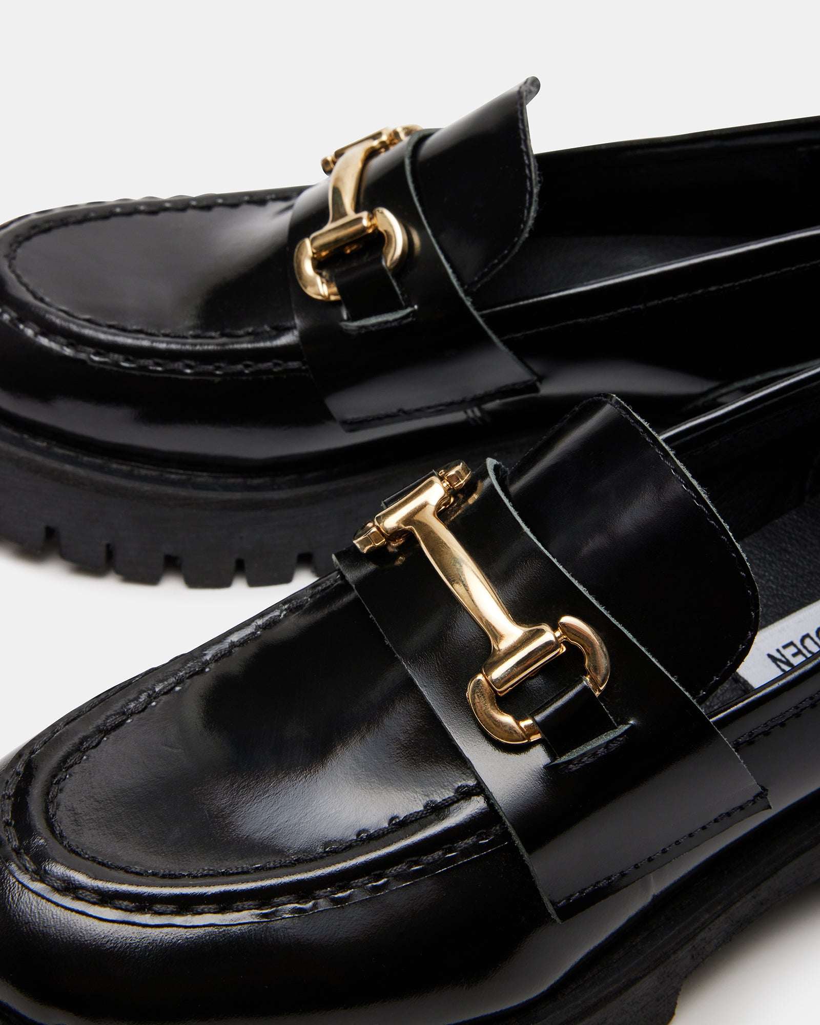 LANDO Black Leather Lug Women's Loafer – Steve Madden