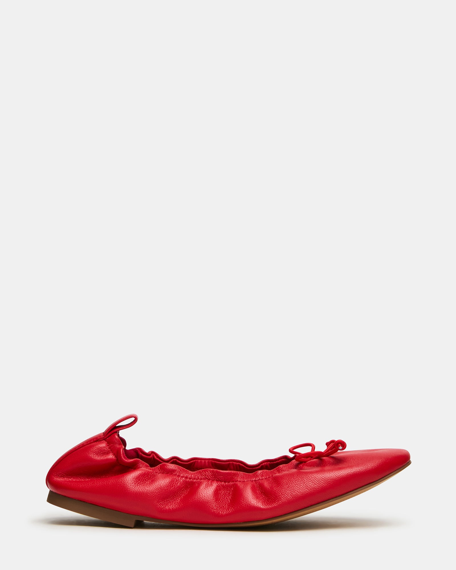 LANTI Red Leather Bow Round-Toe Women's Flat | Steve Madden