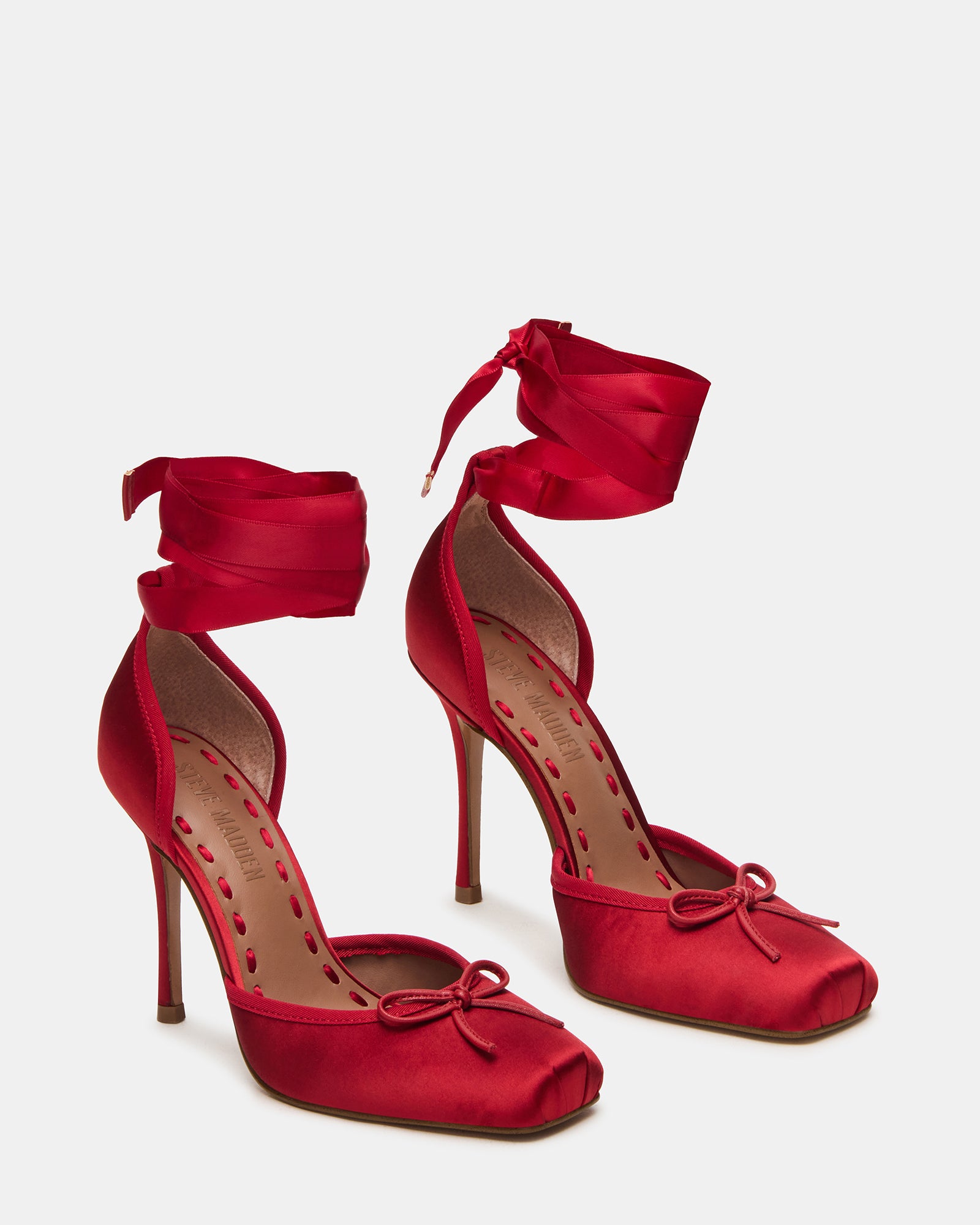red satin dress shoes Stacie-Red
