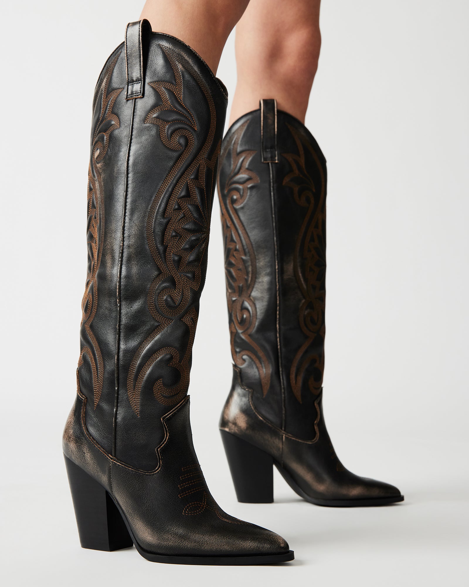 LASSO Brown Distressed Western Boot | Women's Boots – Steve Madden