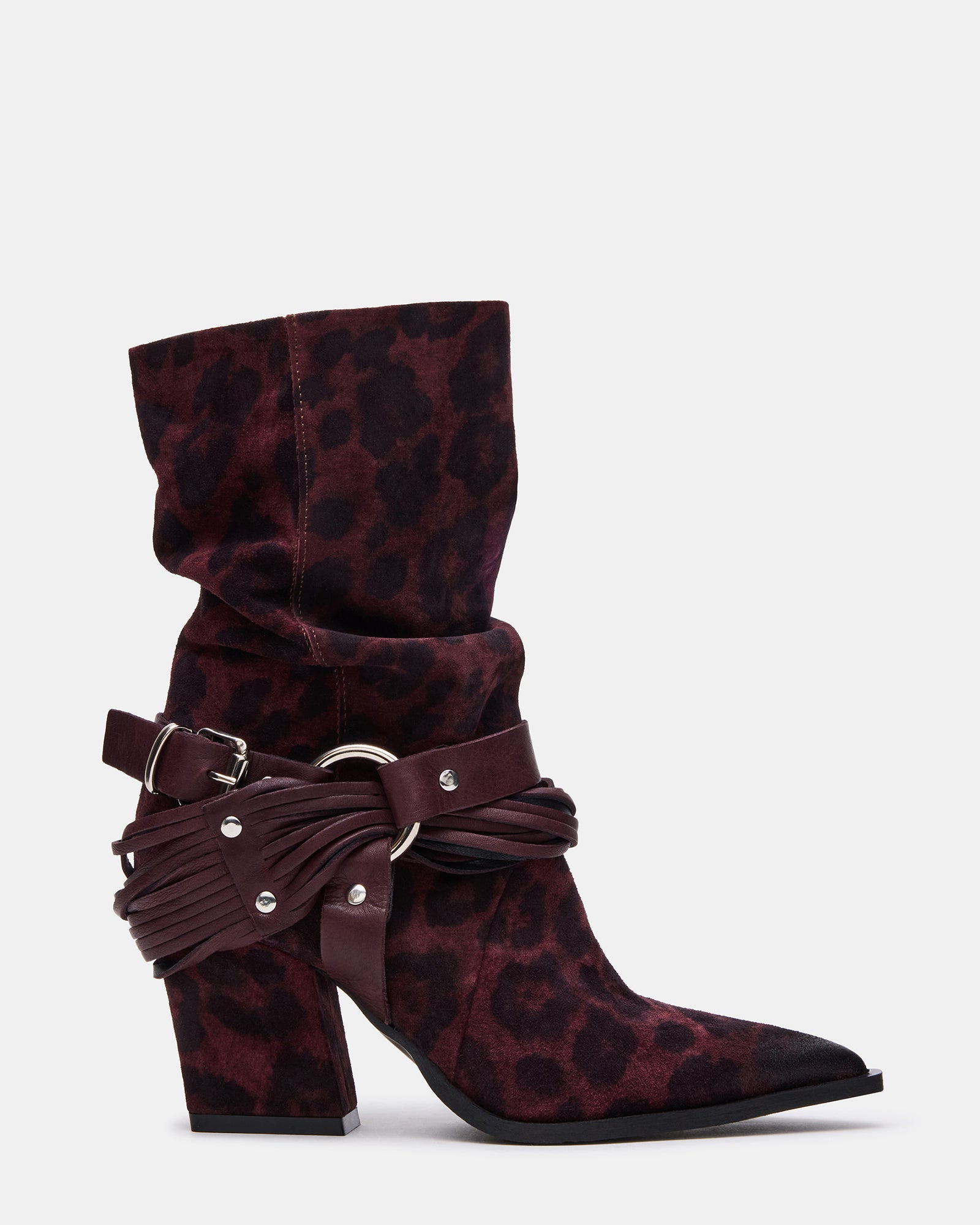 LAUPER Red Leopard Pointed-Toe Heeled Buckle Women's Ankle Boot – Steve ...