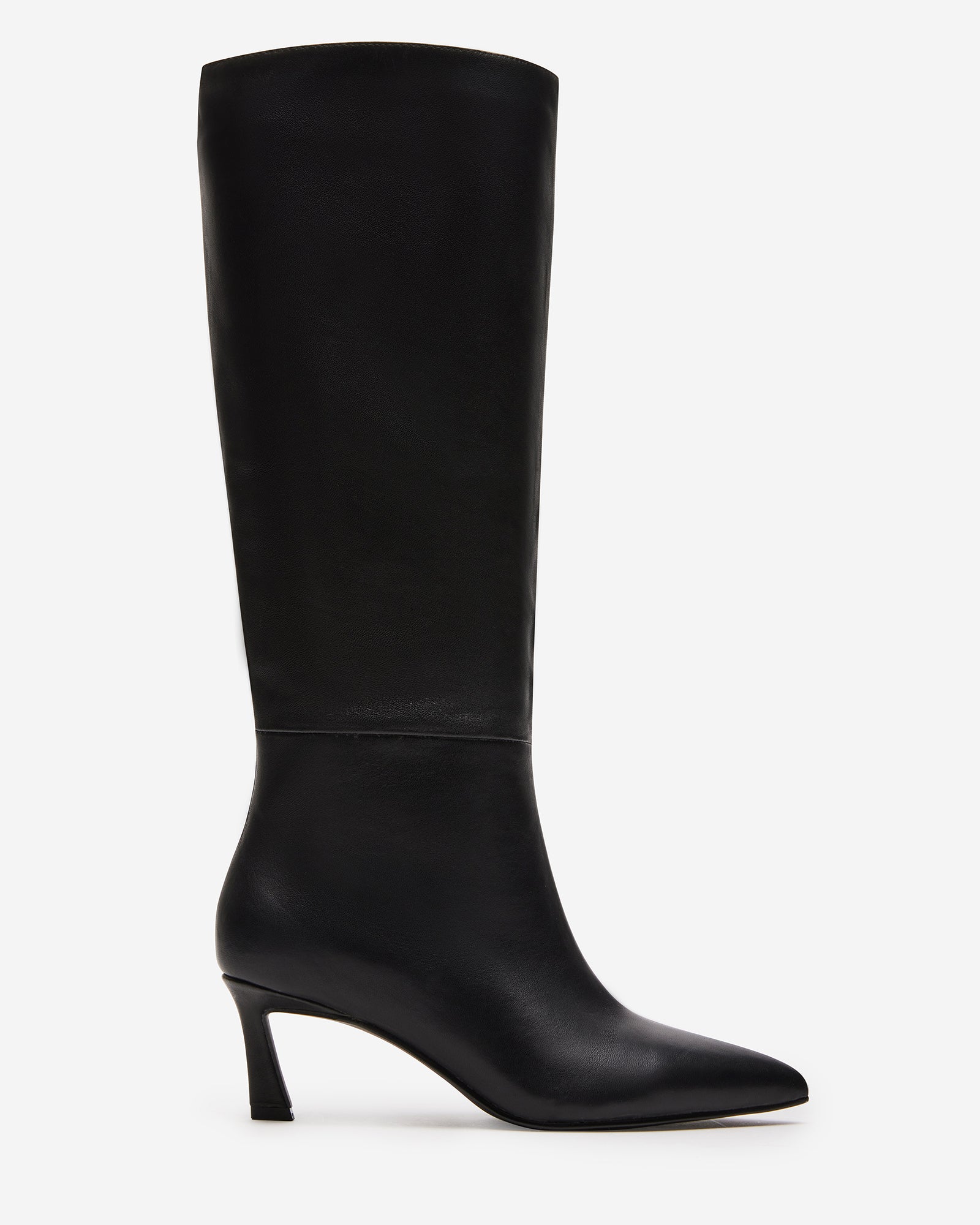 LAVAN Black Leather Kitten Heel Knee High Boot | Women's Boots