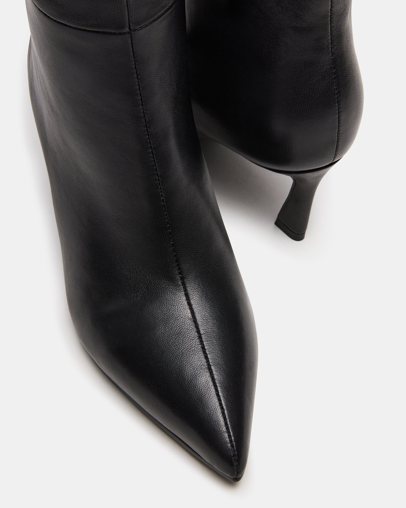 LAVAN Black Leather Kitten Heel Knee High Boot | Women's Boots – Steve ...
