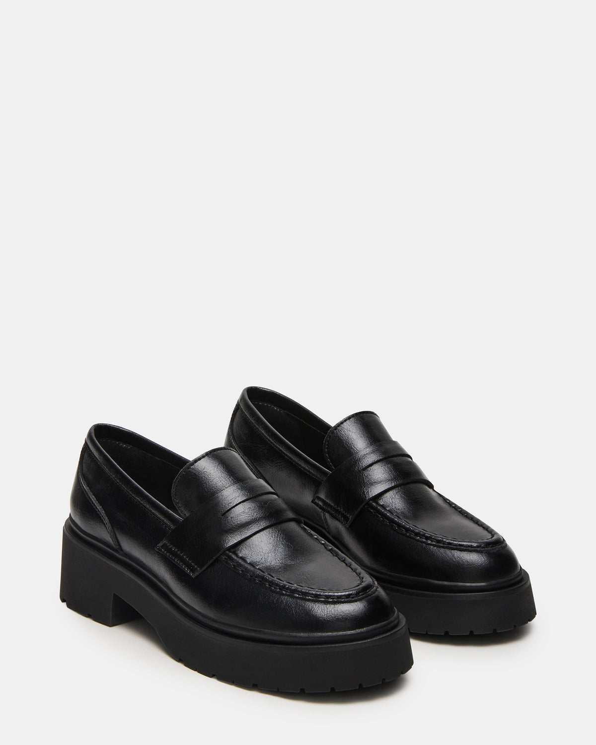 LAYKEN Black Leather Platform Lug Women's Loafer – Steve Madden