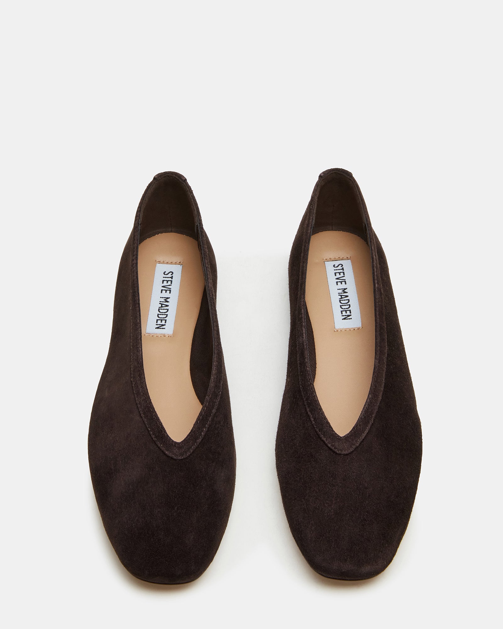 LENI Brown Suede Square-Toe Ballet Women's Flat – Steve Madden