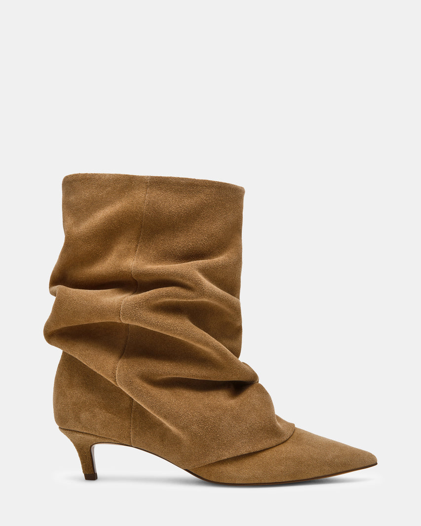 LENNOX Taupe Suede Pointed-Toe Fold-Over Women's Ankle Boot | Steve Madden