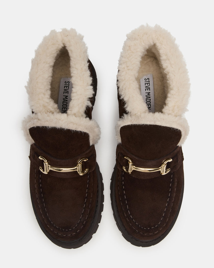 LEON FAUX FUR CHOCOLATE BROWN SUEDE