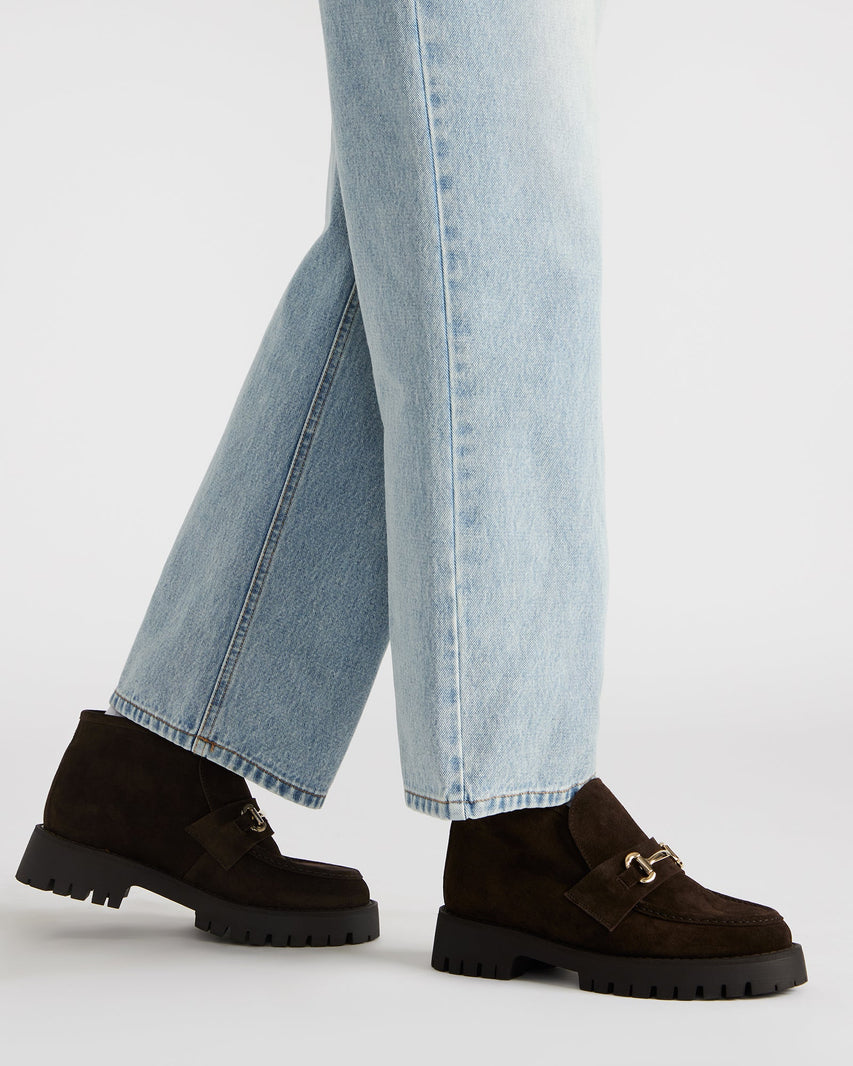 LEON FAUX FUR CHOCOLATE BROWN SUEDE