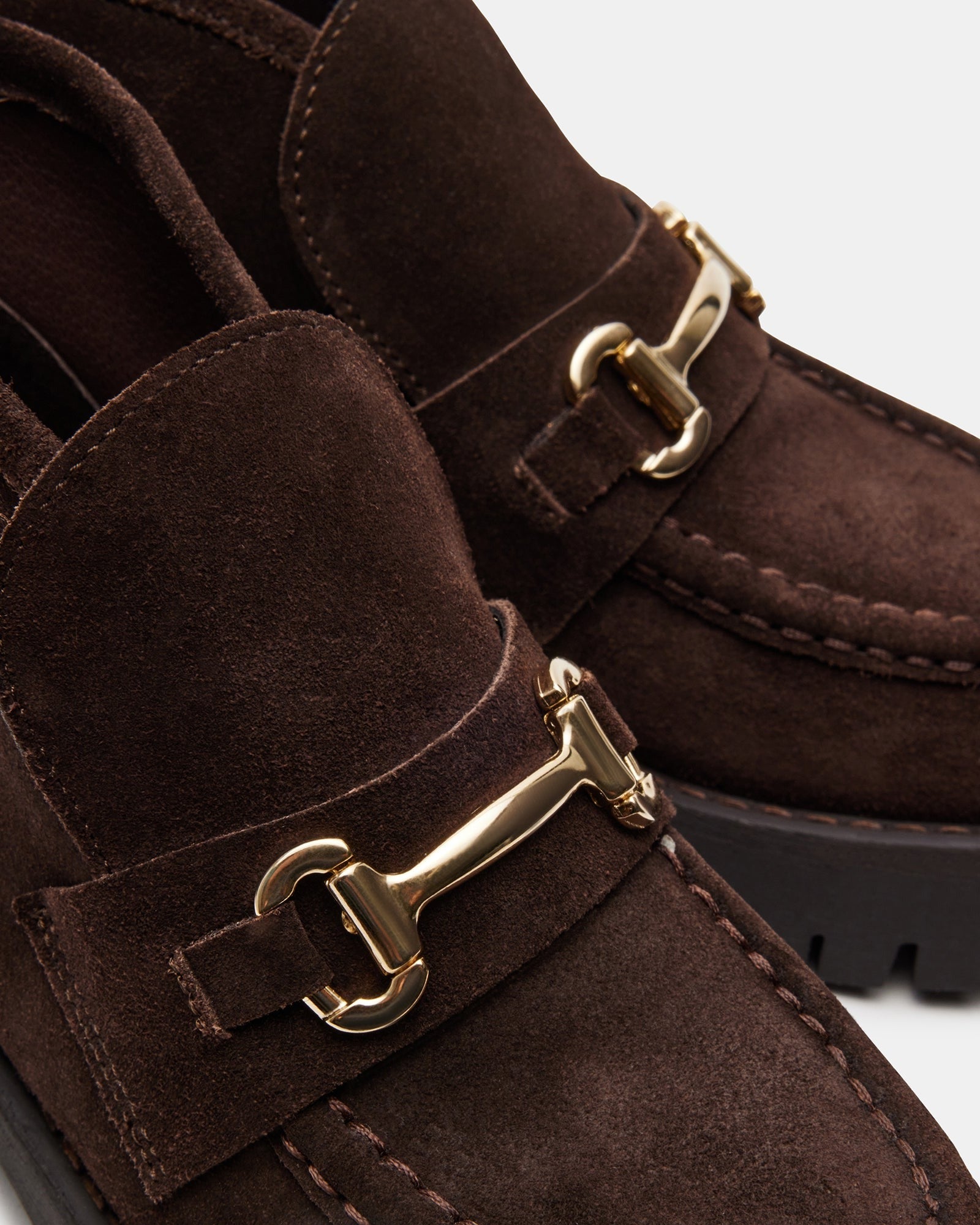 LEON Chocolate Brown Suede Platform Lug Sole Women s Loafer Steve Madden LEON Chocolate Brown Suede Platform Lug Sole Women s Loafer Steve Madden