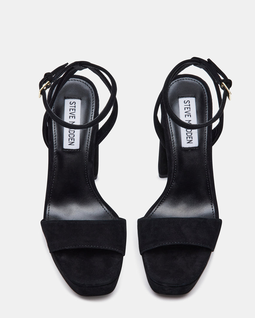 LESSA Black Suede Platform Block Heel | Women's Heels â Steve Madden