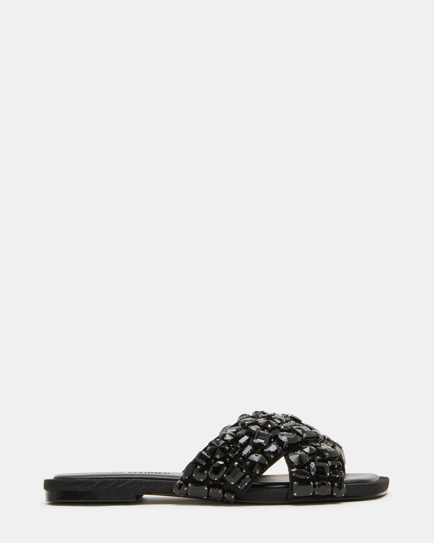 LEVITY Black Square-Toe Slide Women's Sandal | Steve Madden