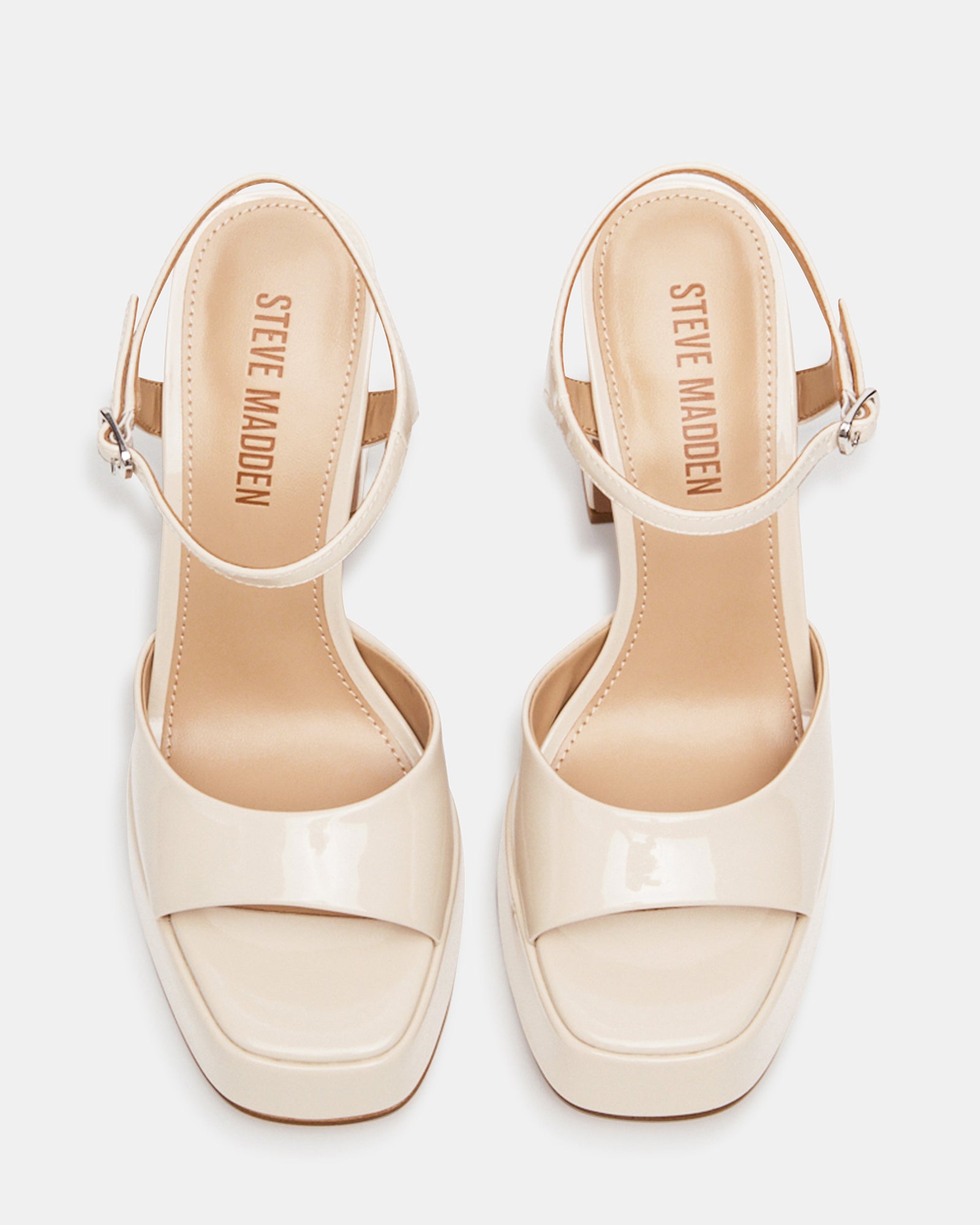 LINADRA Bone Patent Platform Square-Toe Strappy Women's Heel