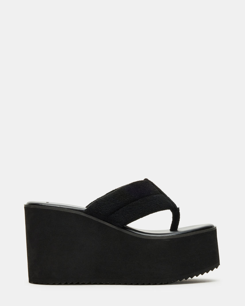 LIDA Black Thong Wedge Women's Platform Sandal | Steve Madden