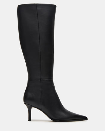 LINGO Black Leather Pointed-Toe Knee-High Women's Boot – Steve Madden