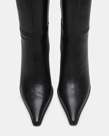 LINGO Black Leather Pointed-Toe Knee-High Women's Boot – Steve Madden