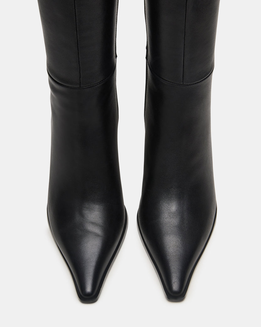 Steve Madden Women's Rino Leather Closed Toe Knee High Fashion Boots Black Size 5.5 M