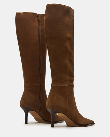 LINGO Chestnut Suede Pointed-Toe Knee-High Women's Boot – Steve Madden
