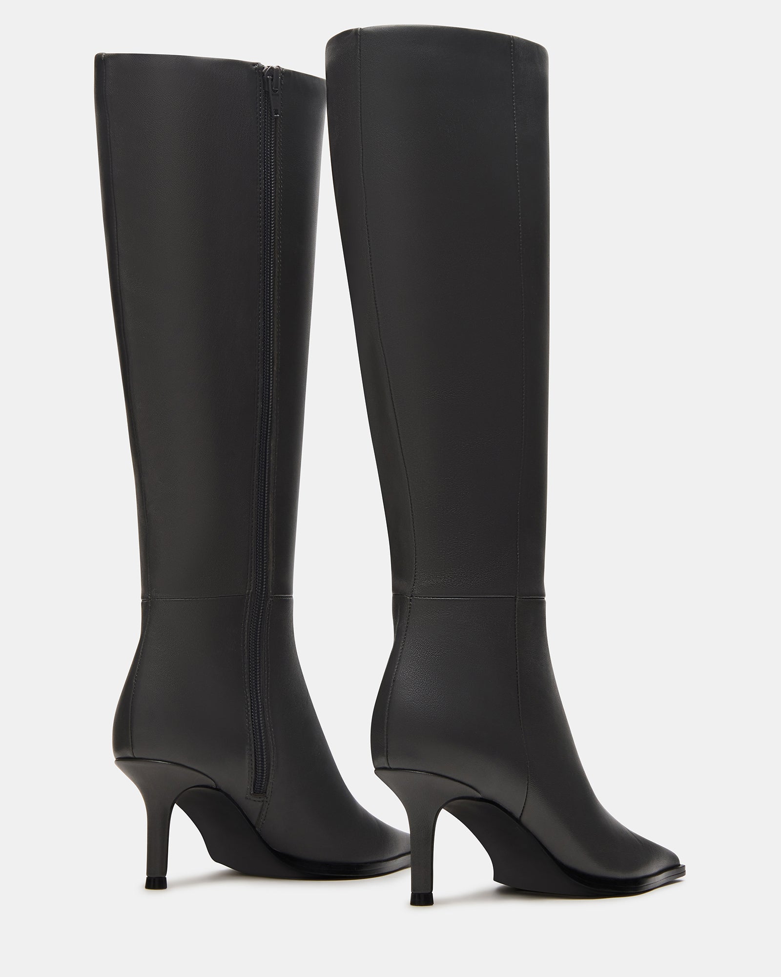 Suede Pointed Toe Grey Knee High Boots Low Heel LINGO Black