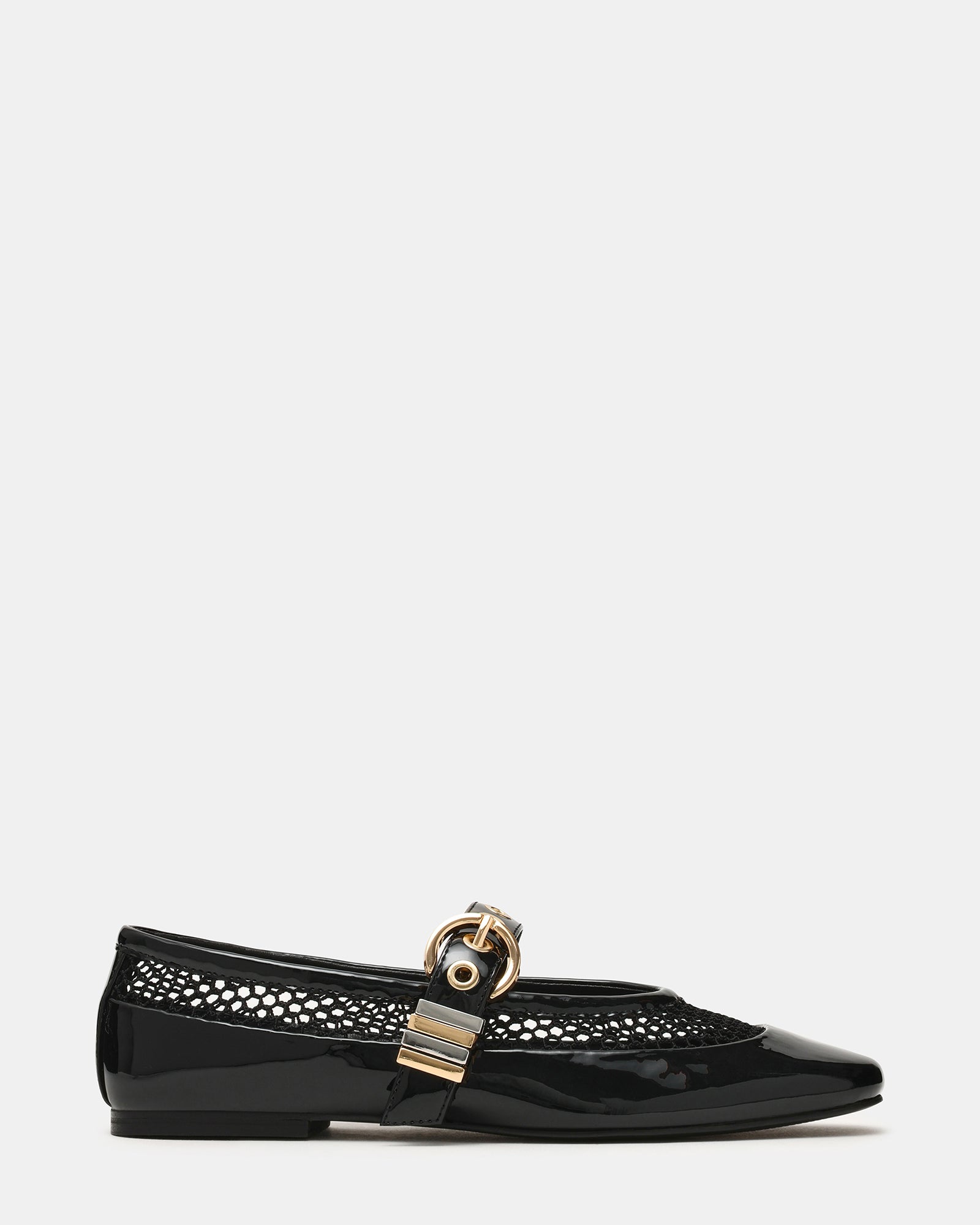 LIOR Black Mary Jane Ballet Mixed Metals Women's Flat | Steve Madden