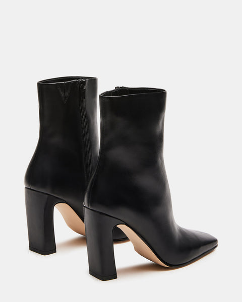 LIZABELLE Black Leather Square Toe Ankle Boot | Women's Booties – Steve ...