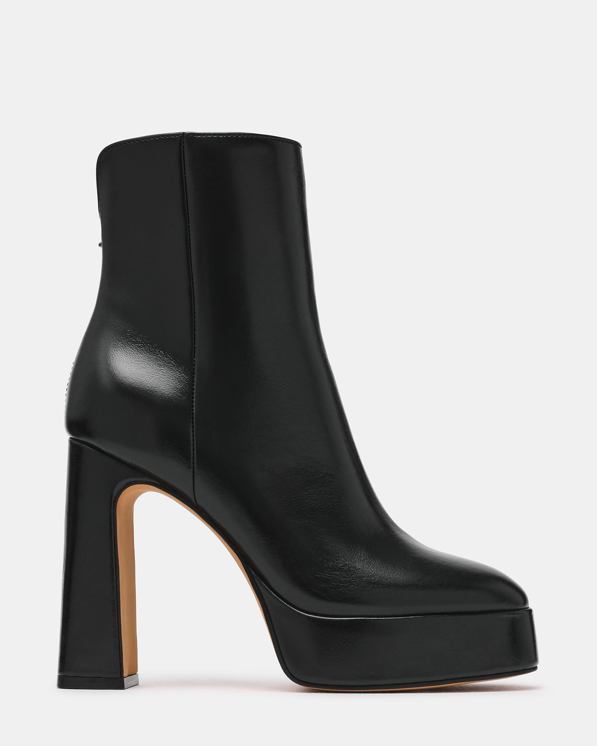 LOCHLAN Black Leather Platform Block Heel Women's Ankle Boot | Steve Madden