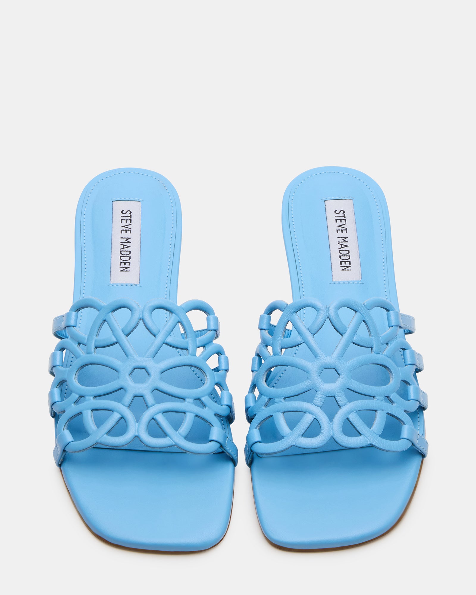 LOTUS Blue Leather Square Toe Slide Women s Sandal Steve Madden Lotus Blue Leather Square Toe Slide Women S Sandal Steve Madden