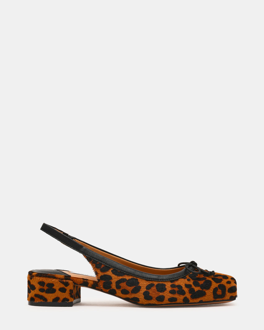 LOVED Leopard Square-Toe Slingback Ballet Women's Heel | Steve Madden