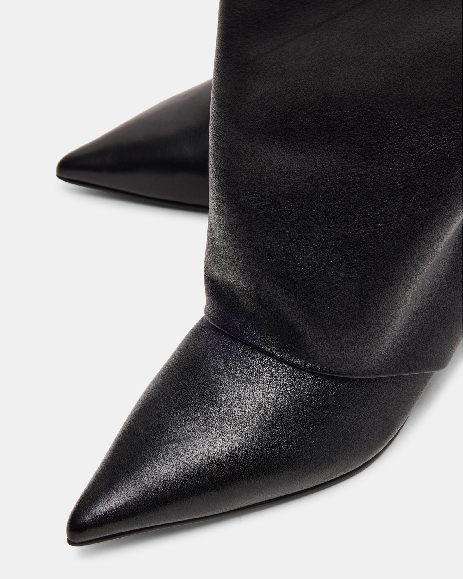 LUCA Black Leather Pointed-Toe Cuffed Kitten Heel Women's Boot Steve Madden LUCA Black Leather Pointed-Toe Cuffed Kitten Heel Women's Boot Steve Madden