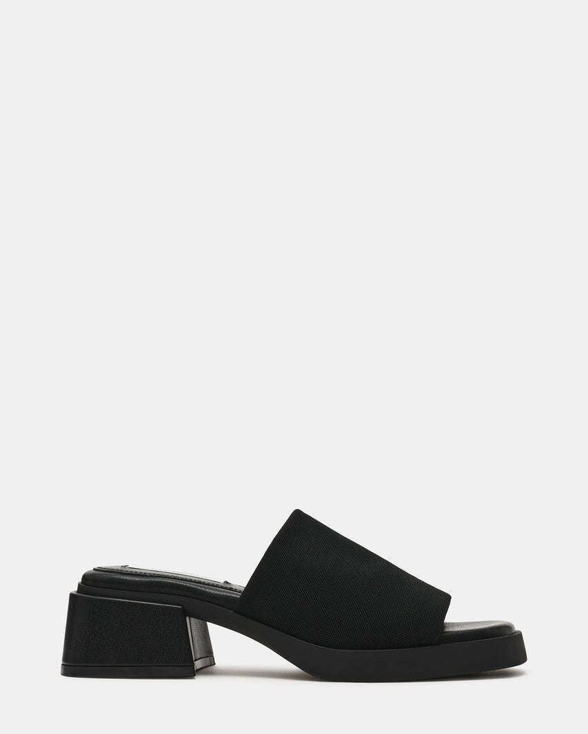 LUCEE Black Mule Square-Toe Women's Sandal | Steve Madden