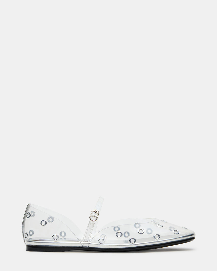 LUNETH Clear Mary Jane Ballet Eyelet Detail Women's Flat | Steve Madden