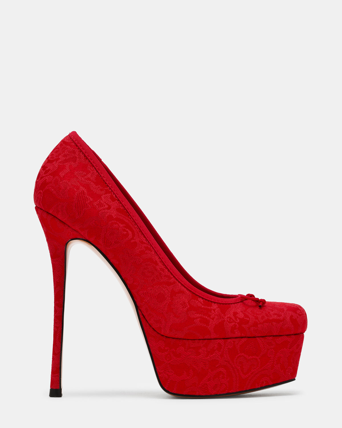 LYTHIA Red Brocade Ballet Square-Toe Platform Women's Stiletto Heel | Steve Madden