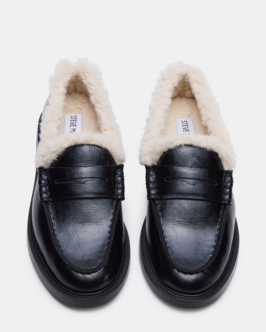 MADISON FAUX FUR BLACK LEATHER