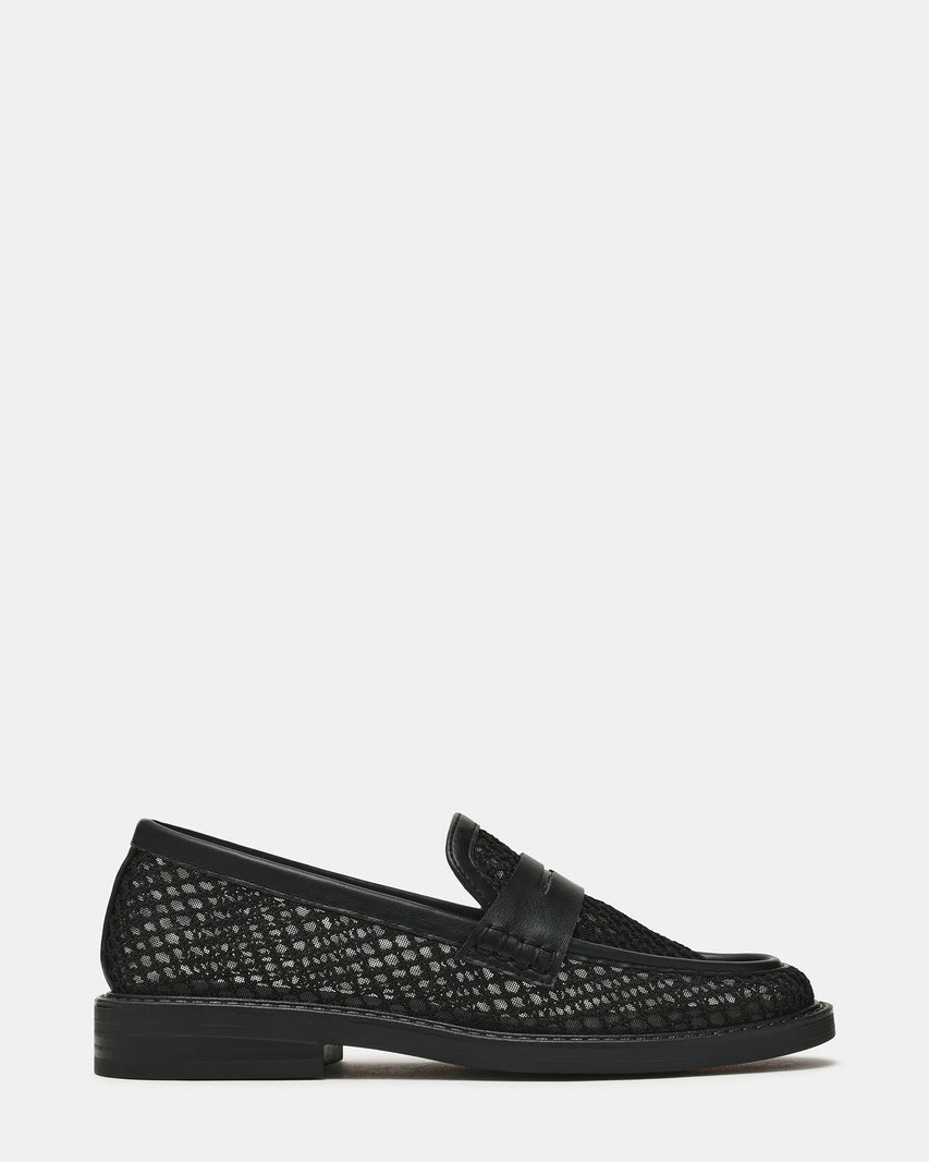 MADISON Black Mesh Women's Penny Loafer | Steve Madden