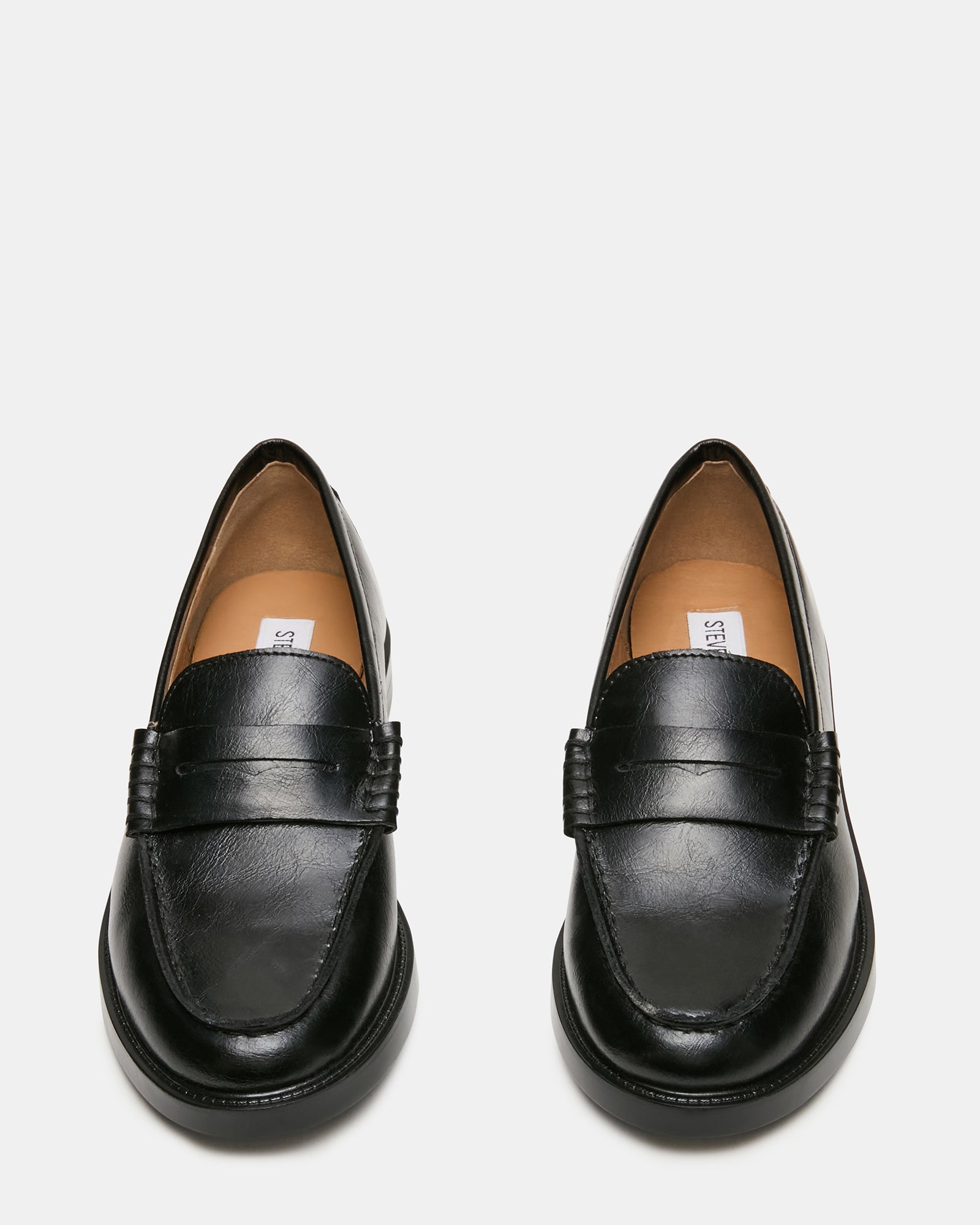 MADISON Black Leather Women's Penny Loafer Steve Madden MADISON Black Leather Women's Penny Loafer Steve Madden