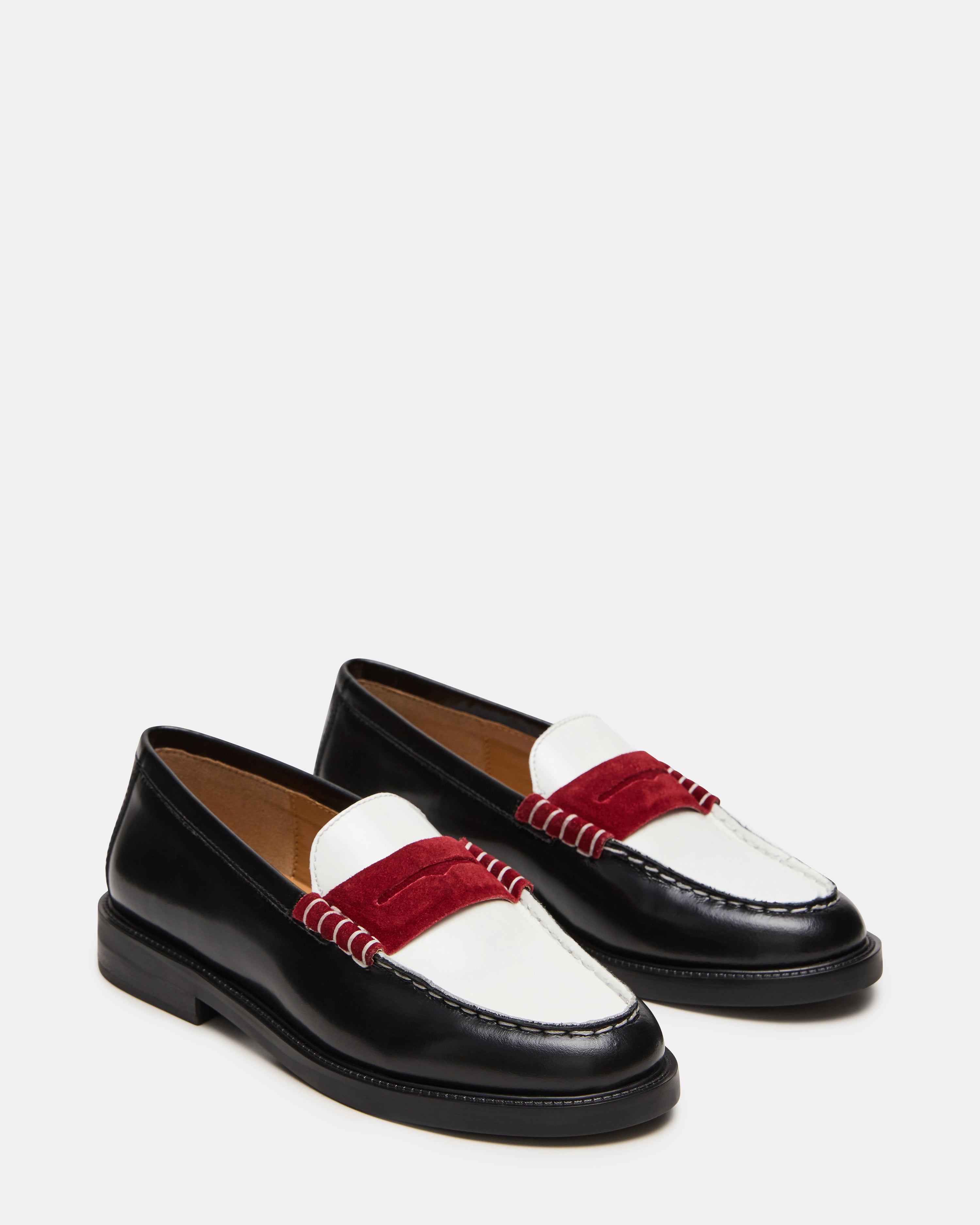 Steve Madden Women's Madison Loafers - Black/Red - Size 7.5 - Leather Steve Madden Women's Madison Loafers - Black/Red - Size 7.5 - Leather