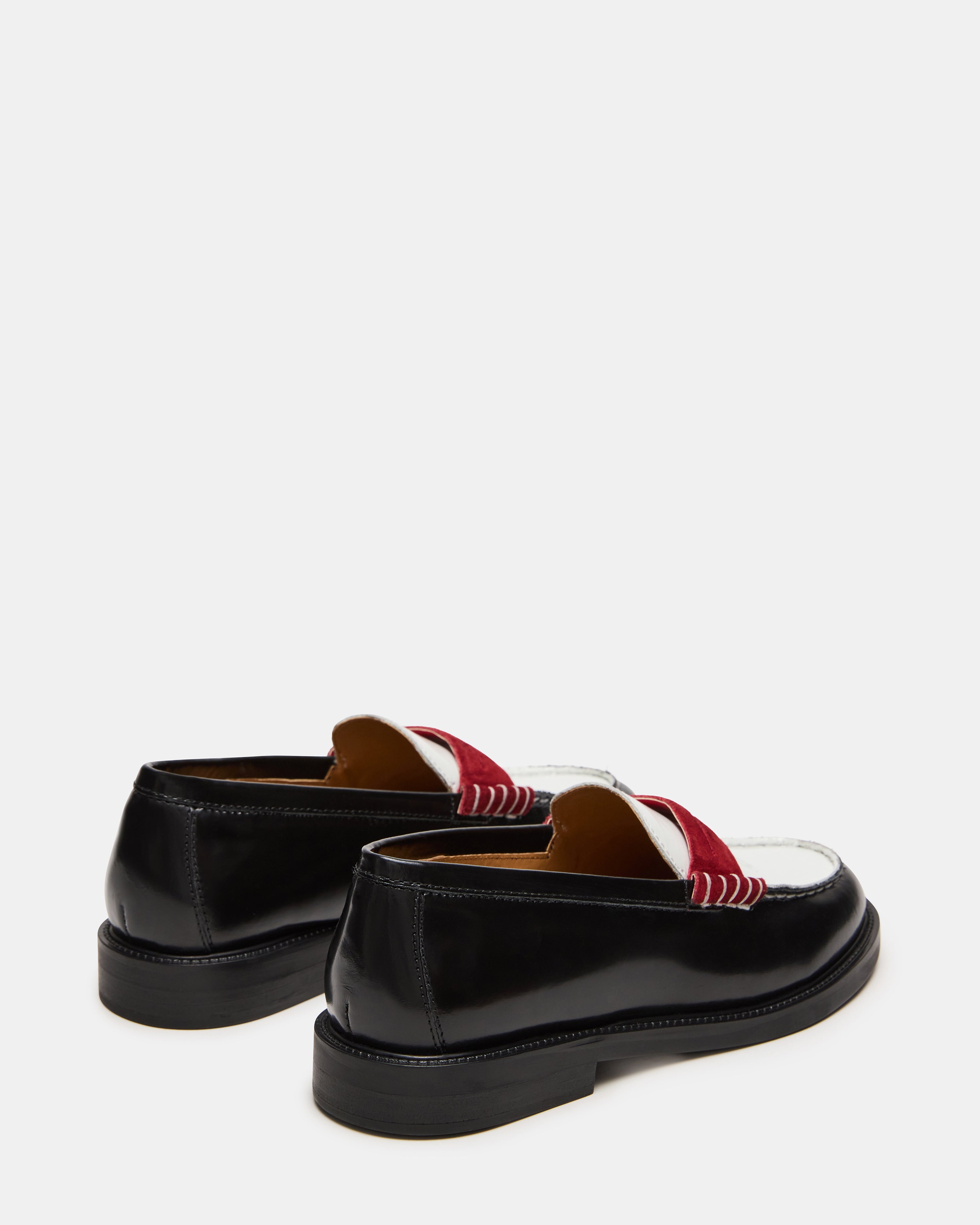 black and red dress shoes Steve Madden Women's Madison Black/Red Loafers - Size 7.5