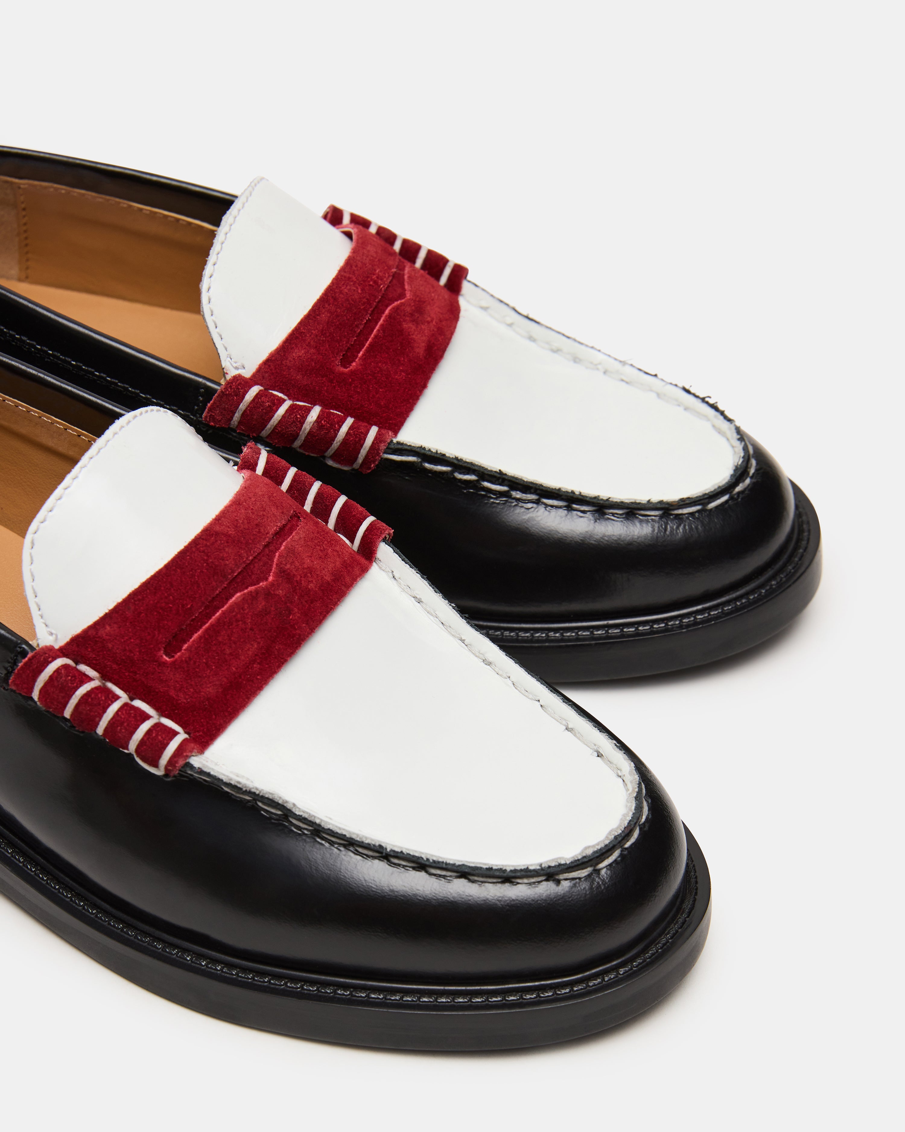 Steve Madden Women's Madison Loafers - Black/Red - Size 7.5 - Leather Steve Madden Women's Madison Loafers - Black/Red - Size 7.5 - Leather