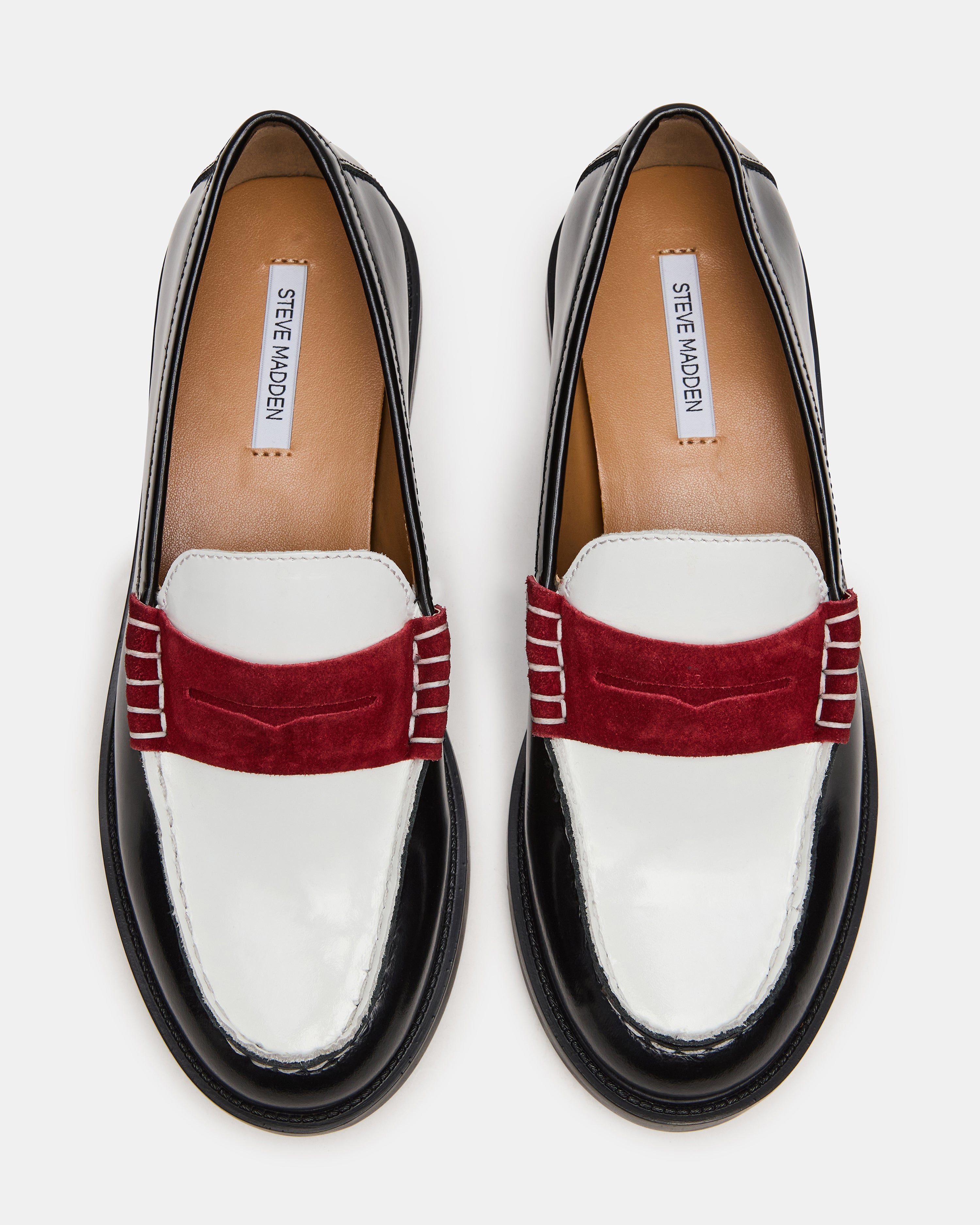 Steve Madden Women's Madison Loafers - Black/Red - Size 7.5 - Leather Steve Madden Women's Madison Loafers - Black/Red - Size 7.5 - Leather