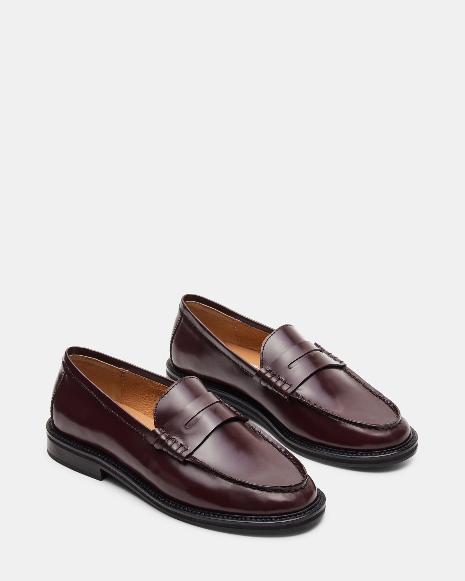 Steve Madden Women's Madison Box Leather Loafers - Burgundy - Size 5 Steve Madden Women's Madison Box Leather Loafers - Burgundy - Size 5