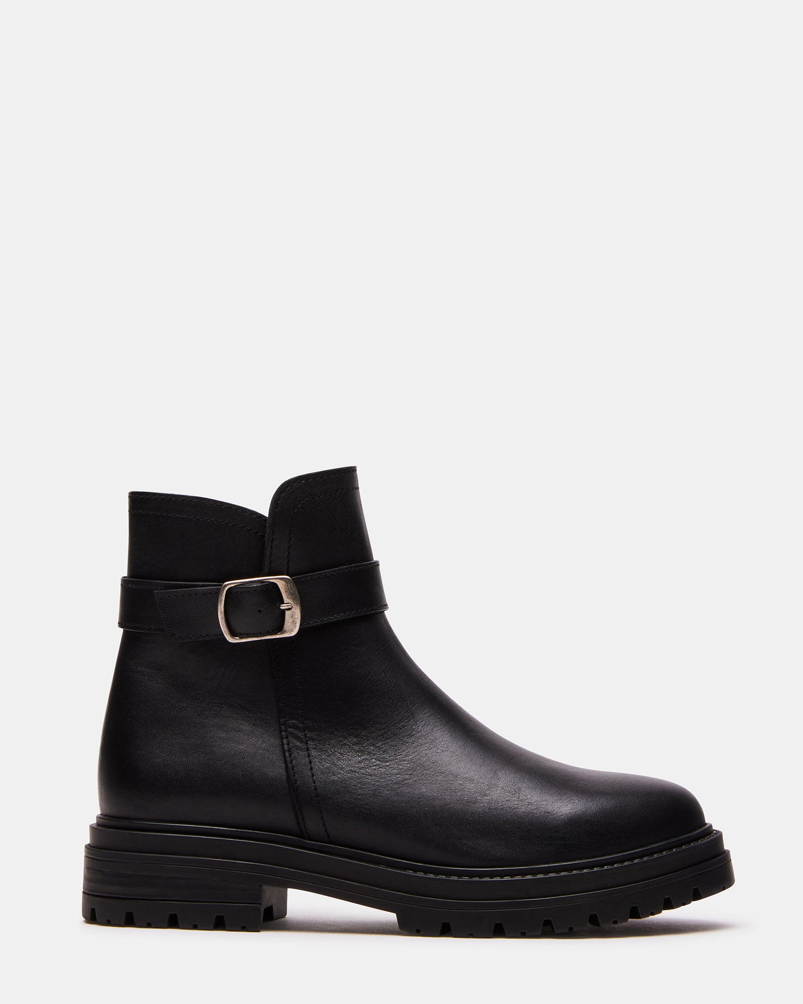 MAEZY Black Leather Lug Sole Ankle Bootie | Women's Booties – Steve Madden