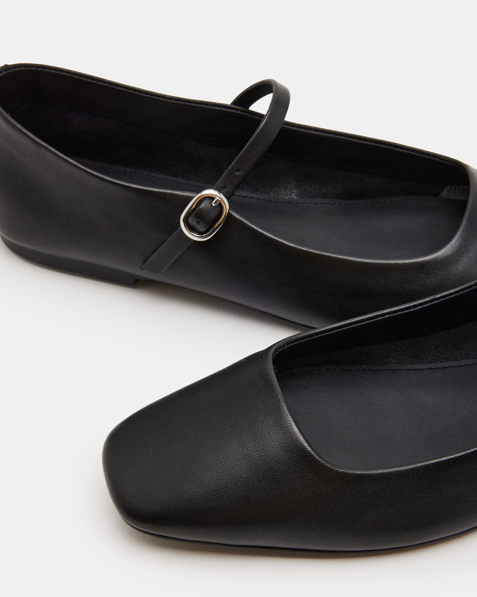 Steve Madden Ballet Flats MAPLE Black Leather Women's Mary