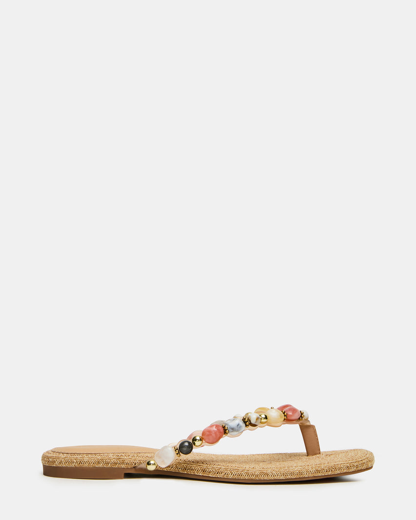 MARBLE Natural Multi Thong Square-Toe Women's Sandal | Steve Madden