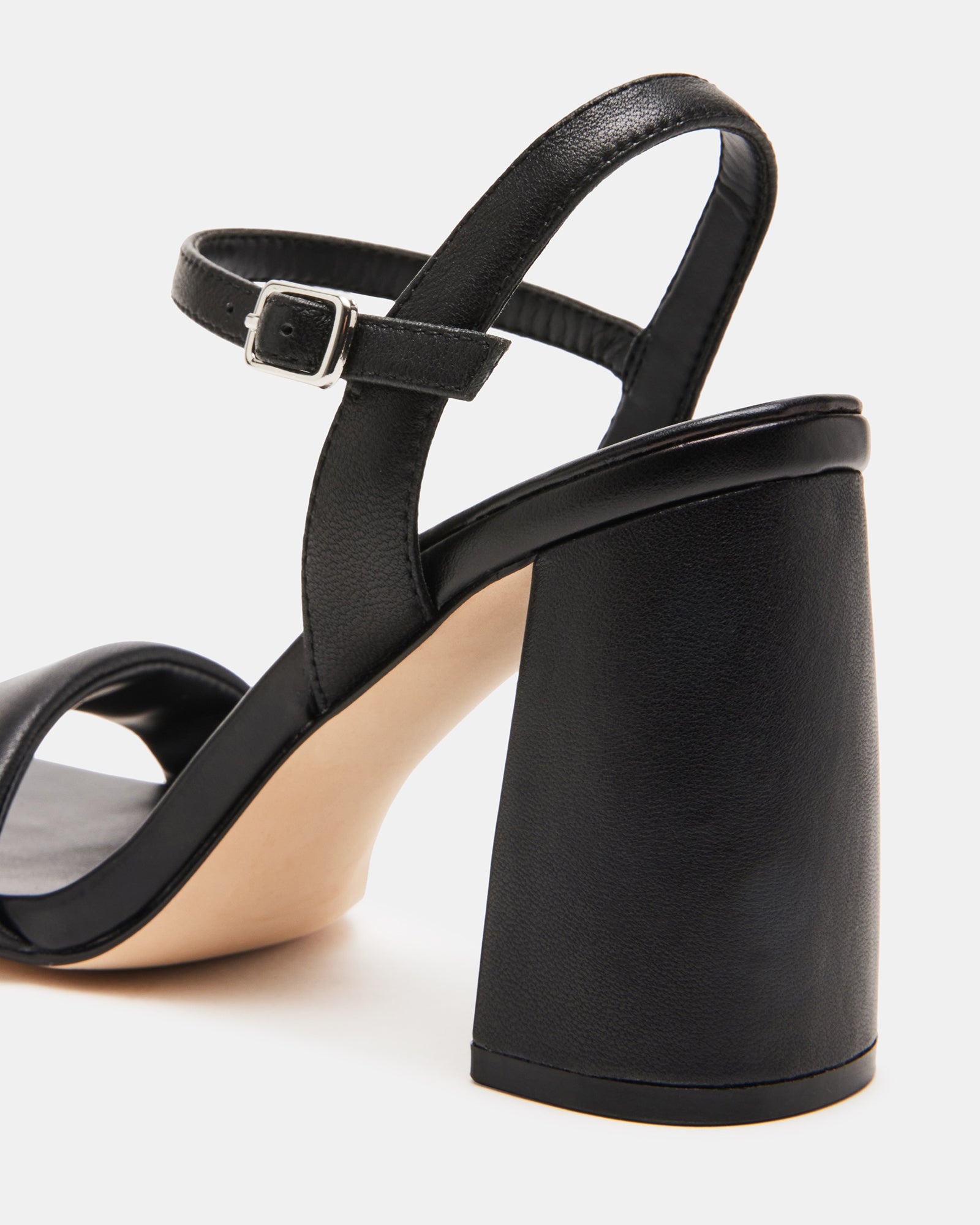 MAREENA Black Leather Square Toe Block Heel | Women's Heels – Steve Madden