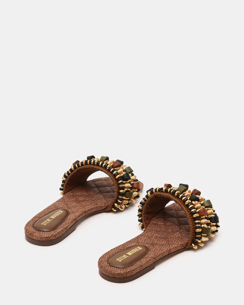 MARIKA BEADS BROWN RAFFIA